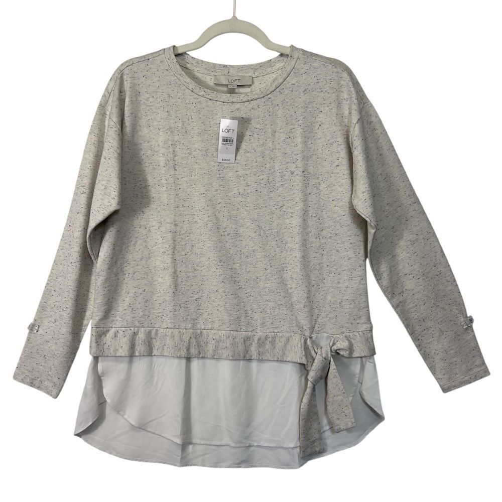 Nwt Ann Taylor LOFT Speckled Sweater in Light Grey with 3/4 Sleeves, Size small